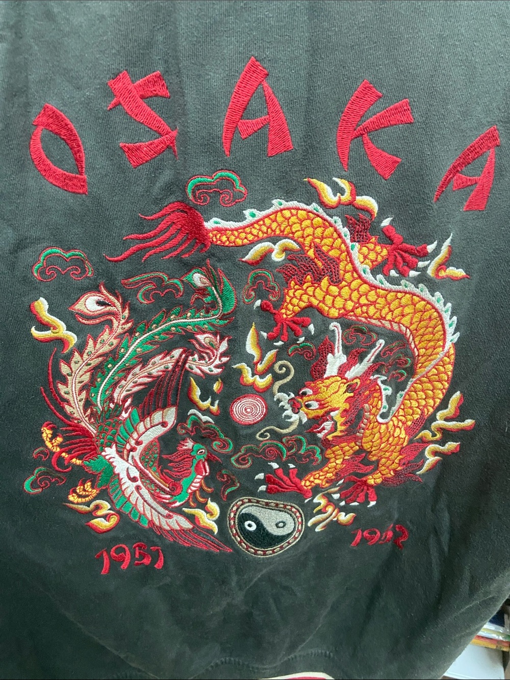 Lucky Brand Vintage Inspired Osaka Bomber Jacket Embroidered Dragons